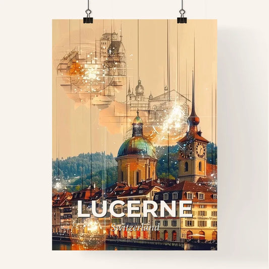 Lucerne City Skyline Composite Art Poster Poster