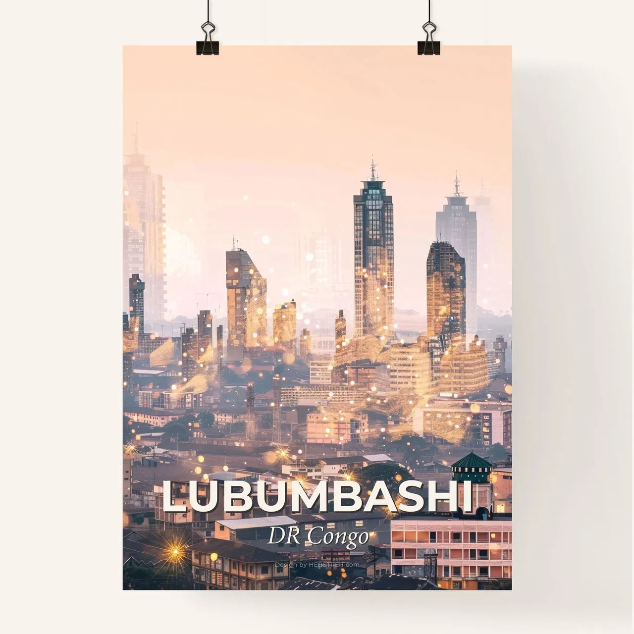 Lubumbashi Skyline Double Exposure Masterpiece Poster
