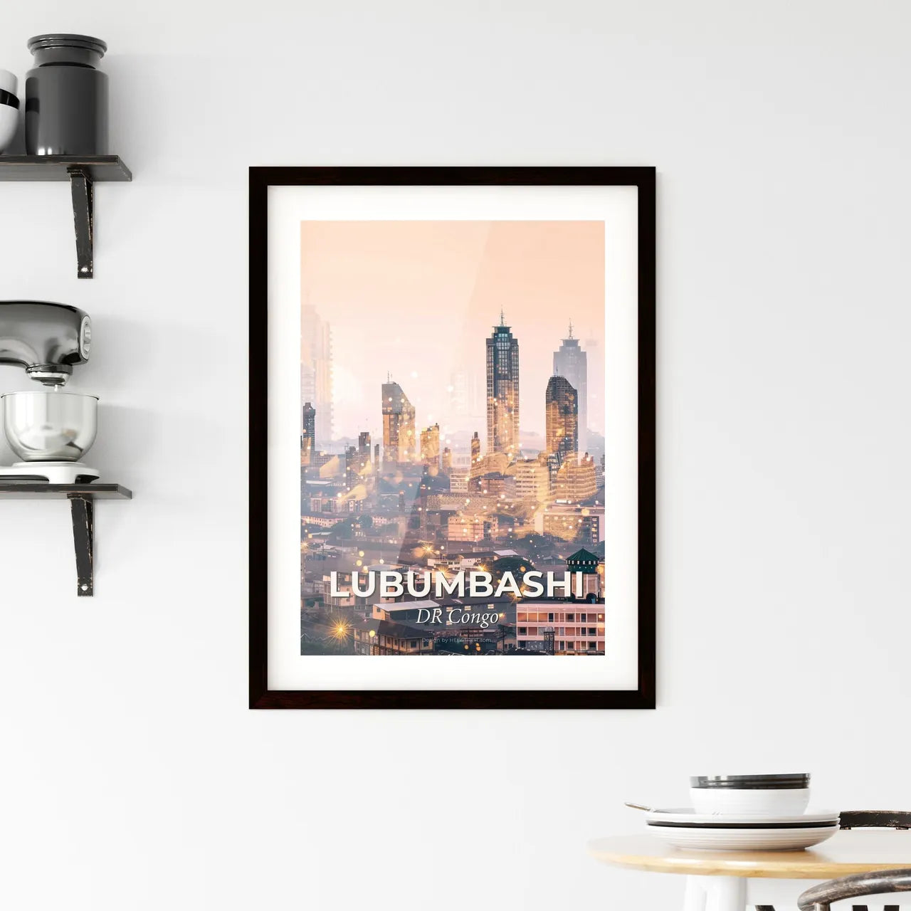 Lubumbashi Skyline Double Exposure Masterpiece Framed Print