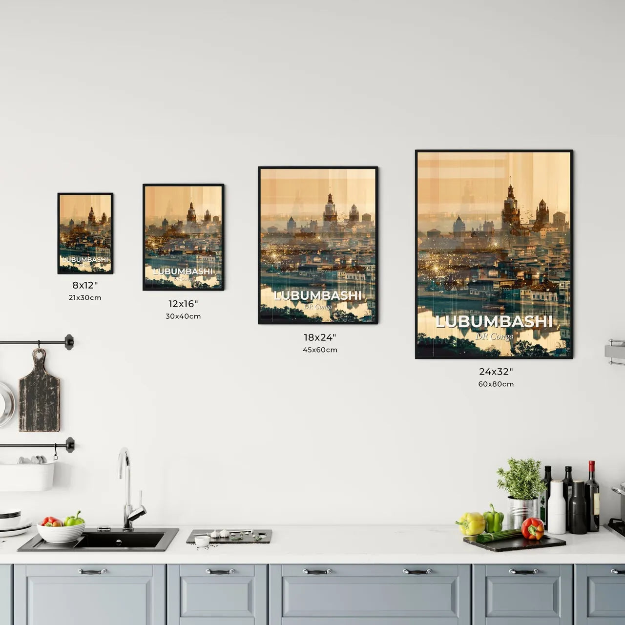 Lubumbashi Cityscape Icons Silhouette Poster Office Art