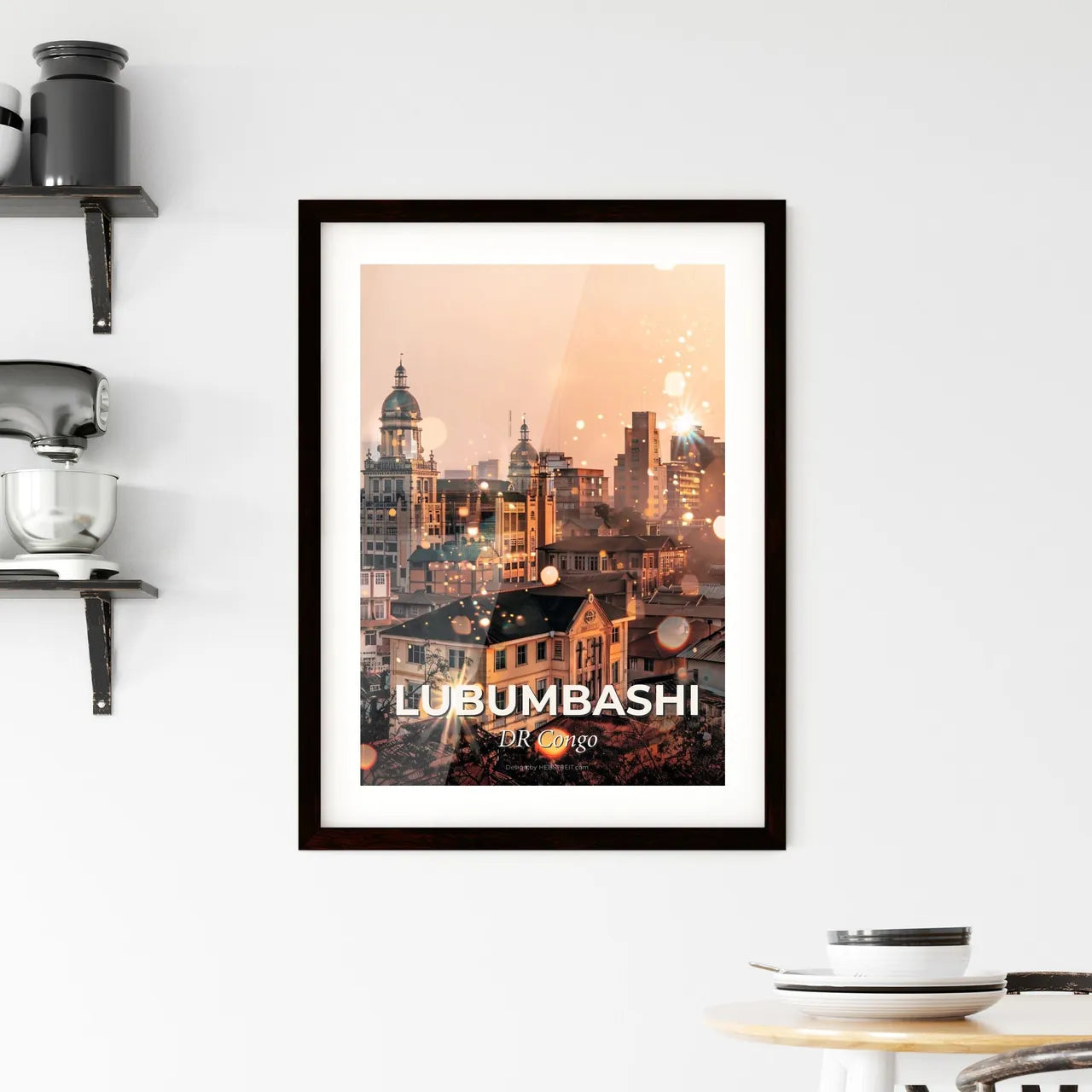 Lubumbashi Skyline Double Exposure Poster Art Framed Print