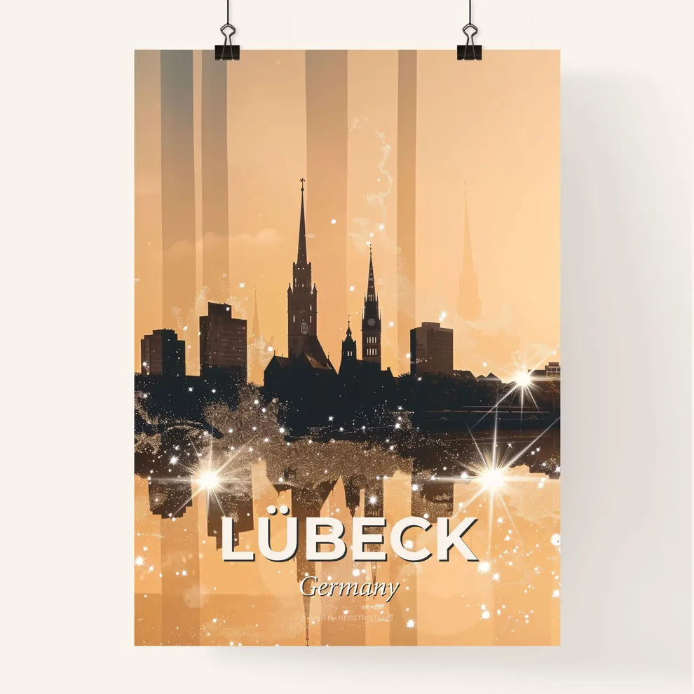 Lubeck Skyline Double Exposure Silhouette Art Poster Poster