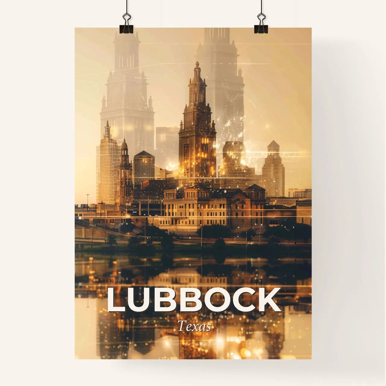 Lubbock Skyline Retro Art Vintage Poster Poster