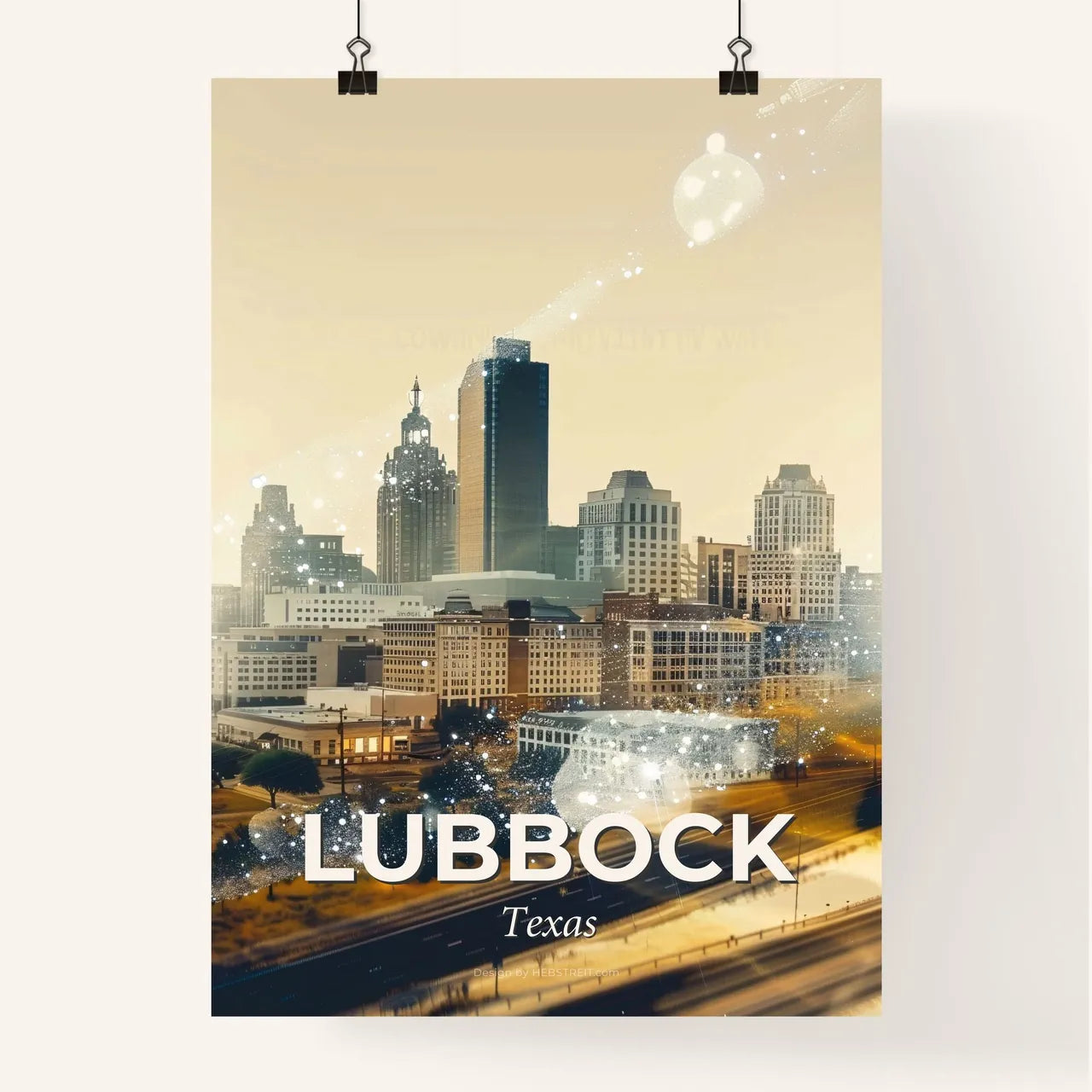Lubbock, Texas Skyline Composite Art Poster Poster