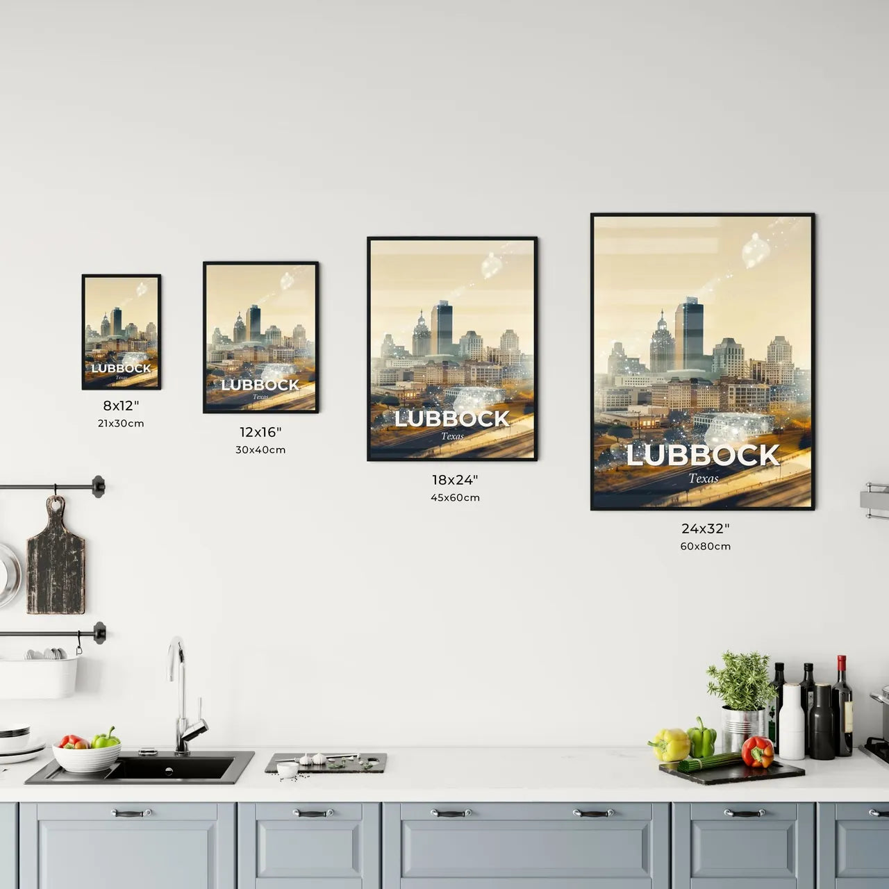 Lubbock, Texas Skyline Composite Art Poster Office Art