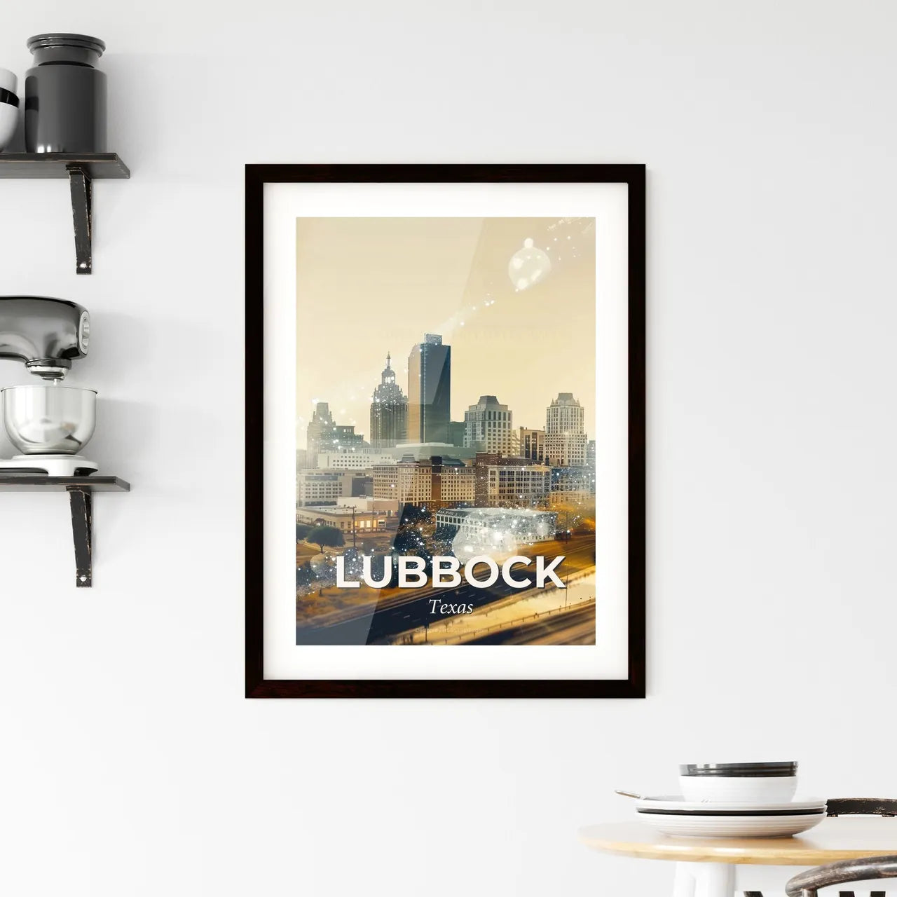 Lubbock, Texas Skyline Composite Art Poster Framed Print