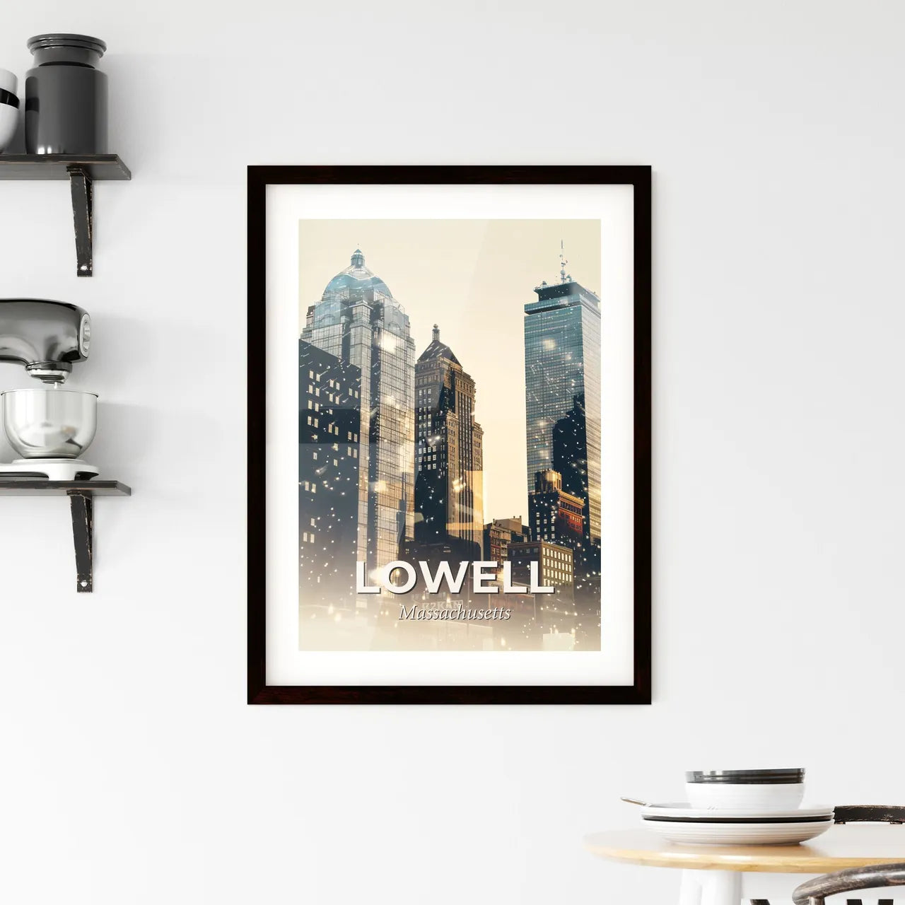 Lowell: City Skyline Architecture Poster Art Framed Print