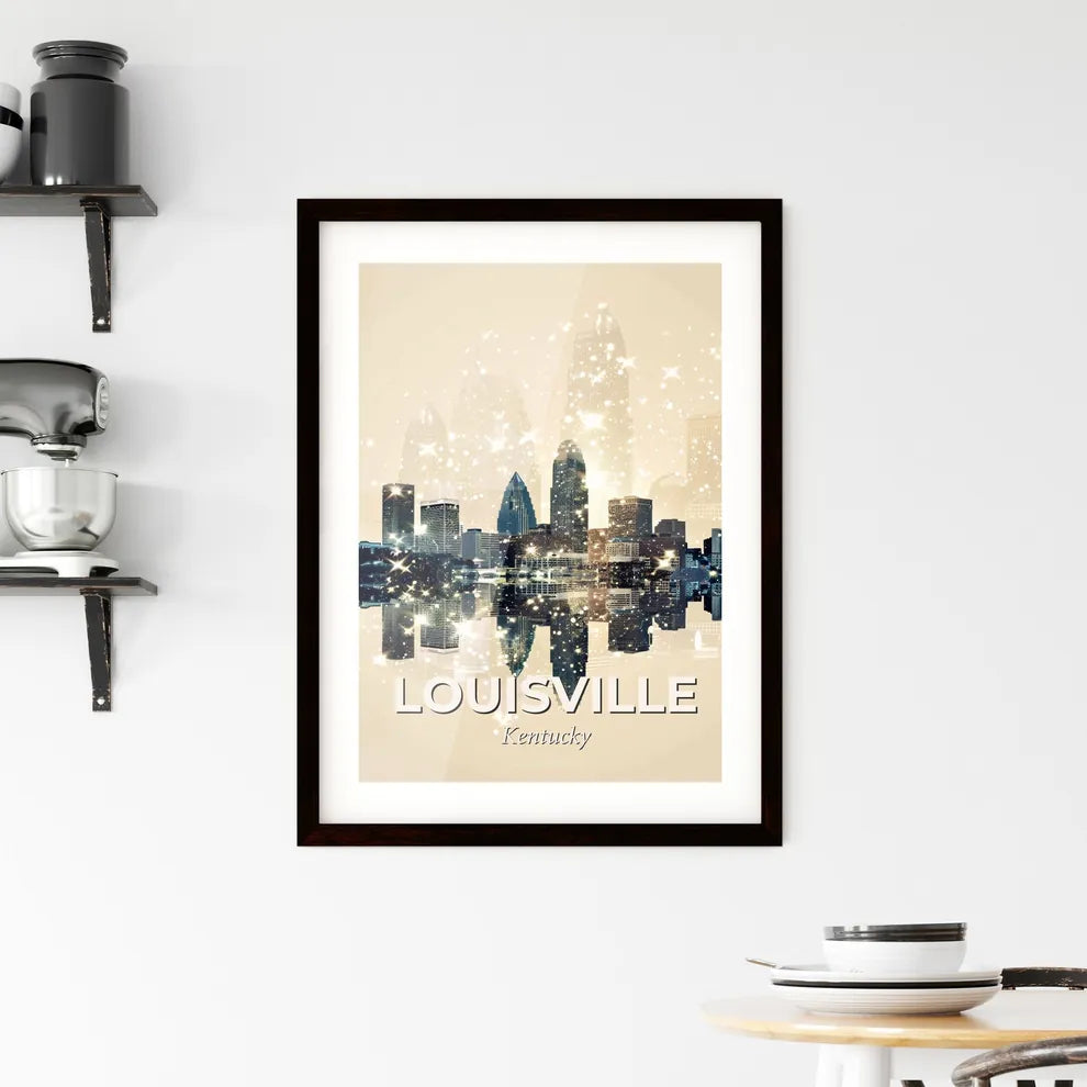 Louisville Skyline Double Exposure Art Poster Framed Print