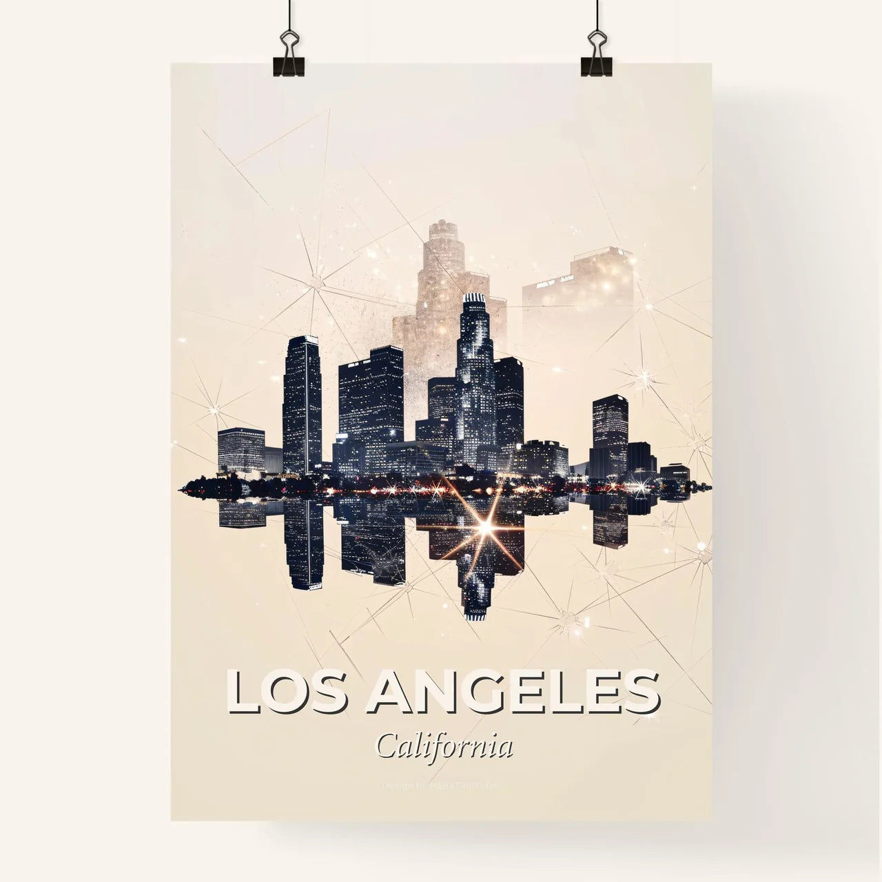 LA City Skyline: Iconic Architecture & Pastel Dreams Poster