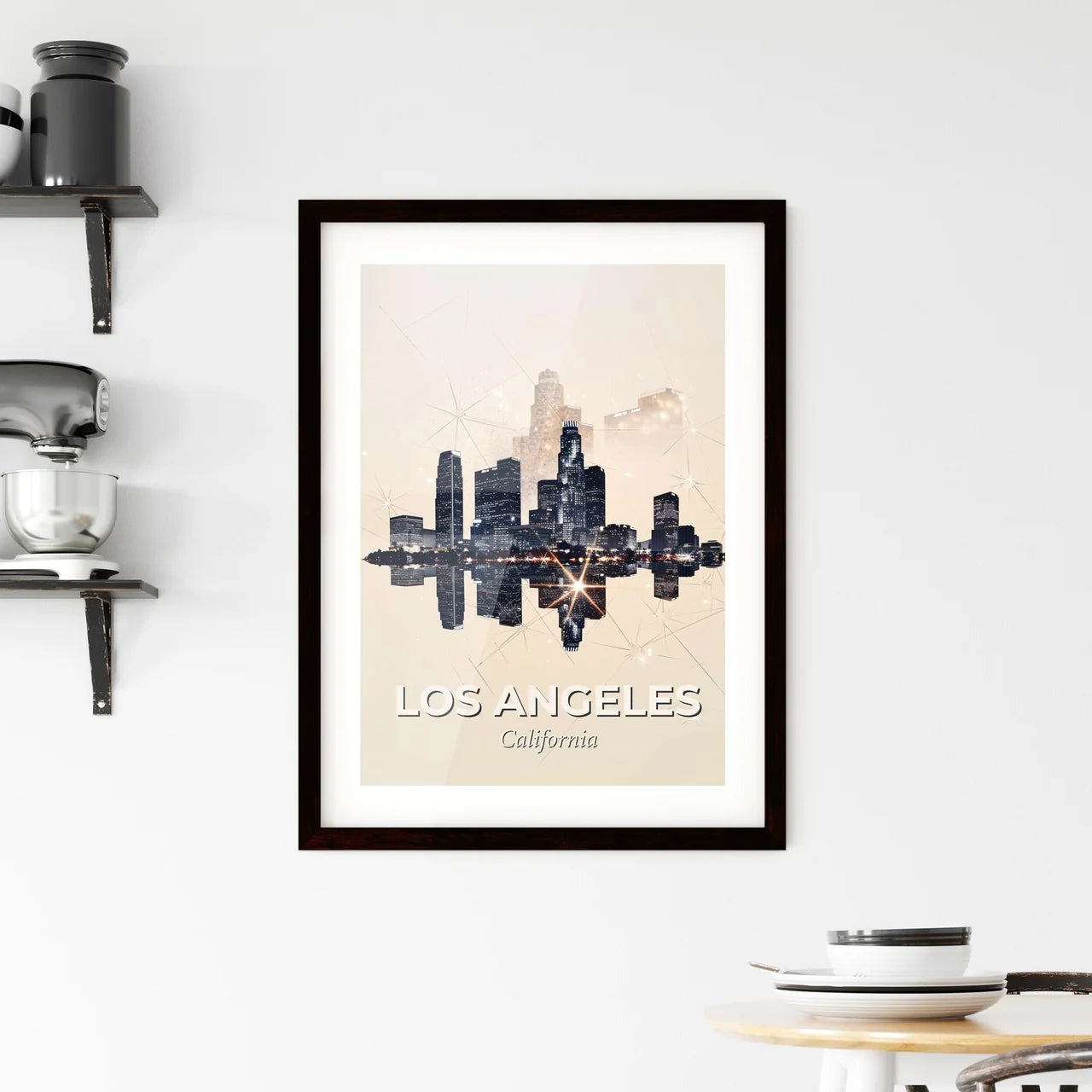 LA City Skyline: Iconic Architecture & Pastel Dreams Framed Print