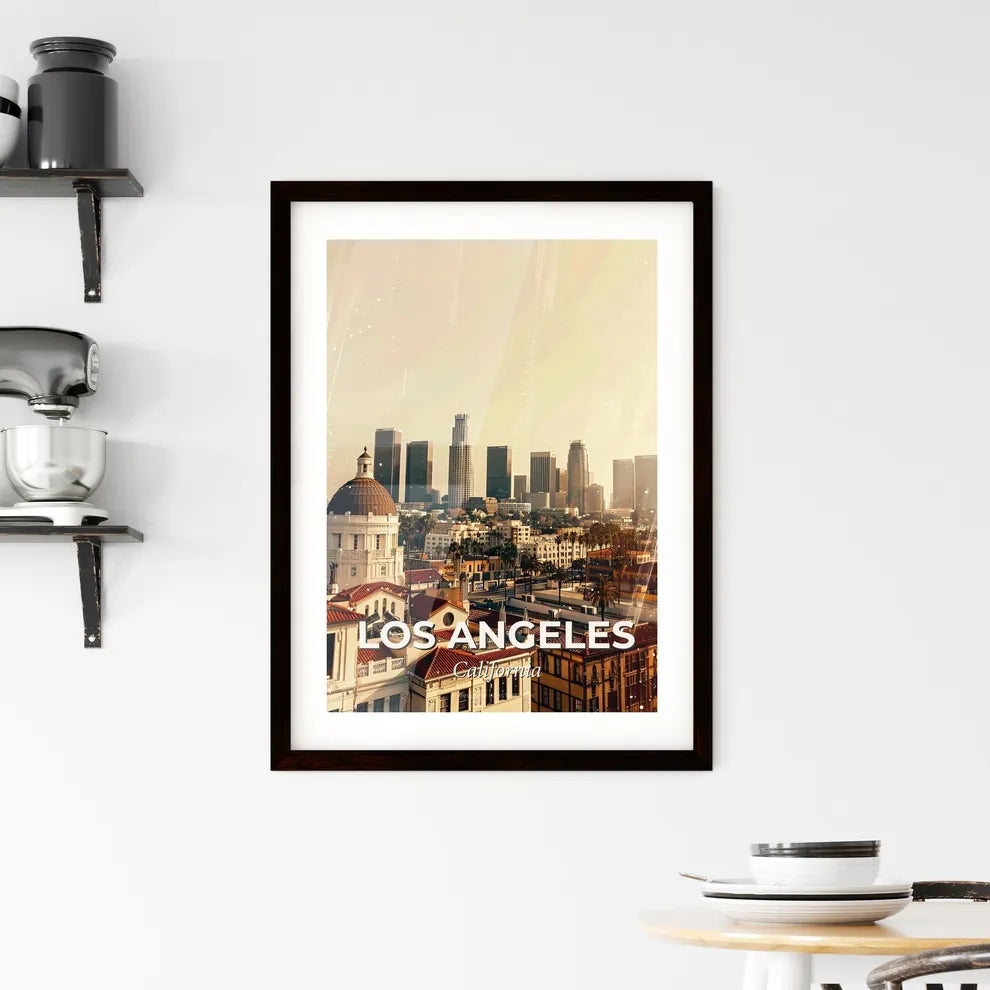 Los Angeles Double Exposure Cityscape Poster Framed Print