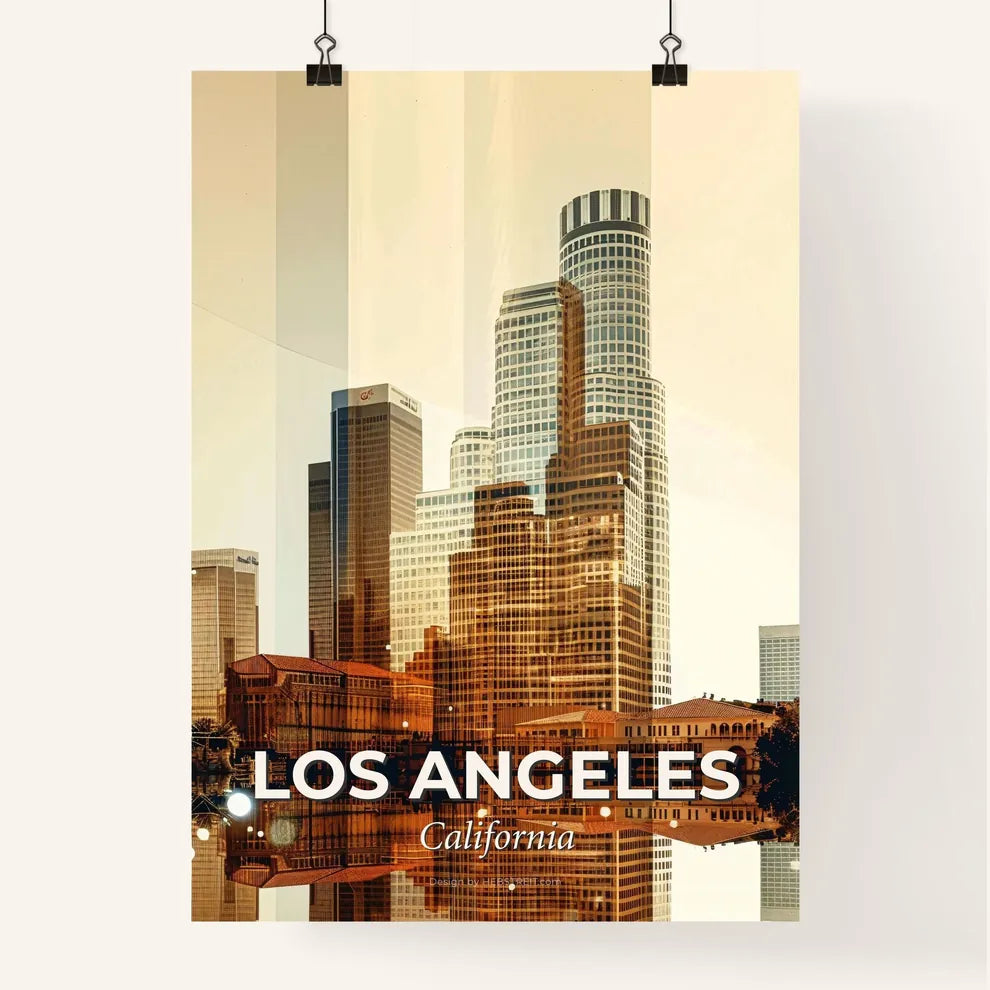 Los Angeles City Icons Double Exposure Poster Poster