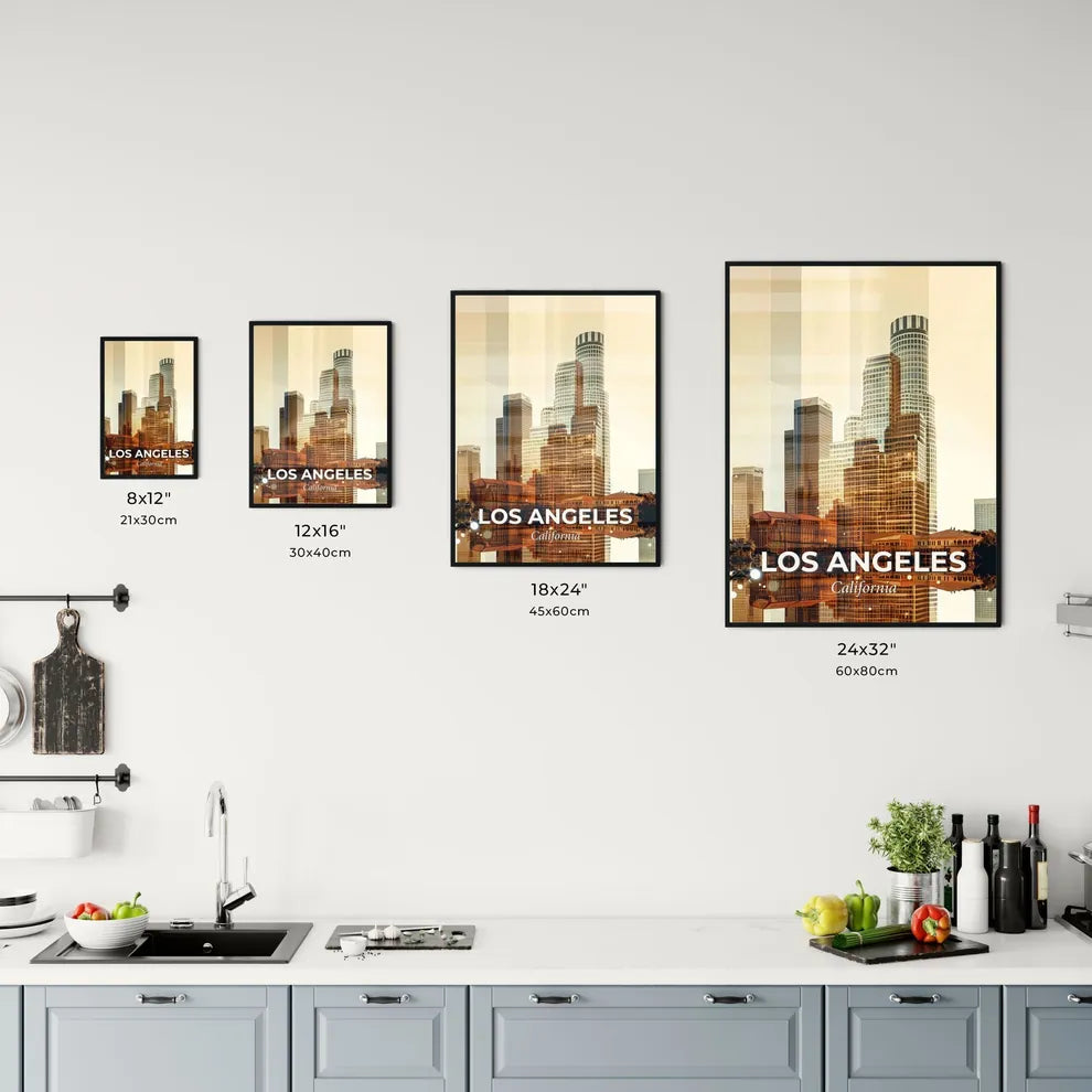 Los Angeles City Icons Double Exposure Poster Office Art