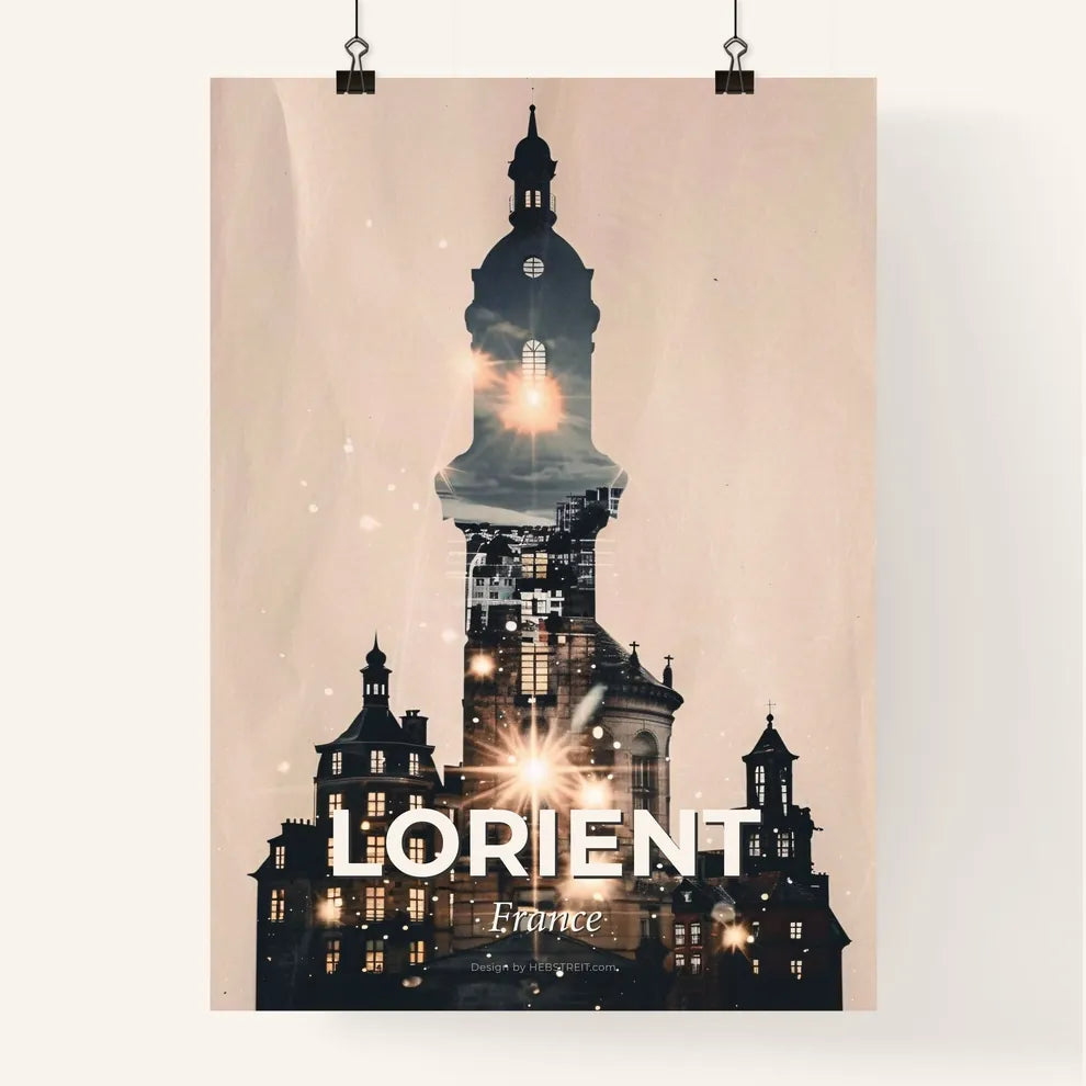 Lorient Skyline Art Composite Beige Tones Poster