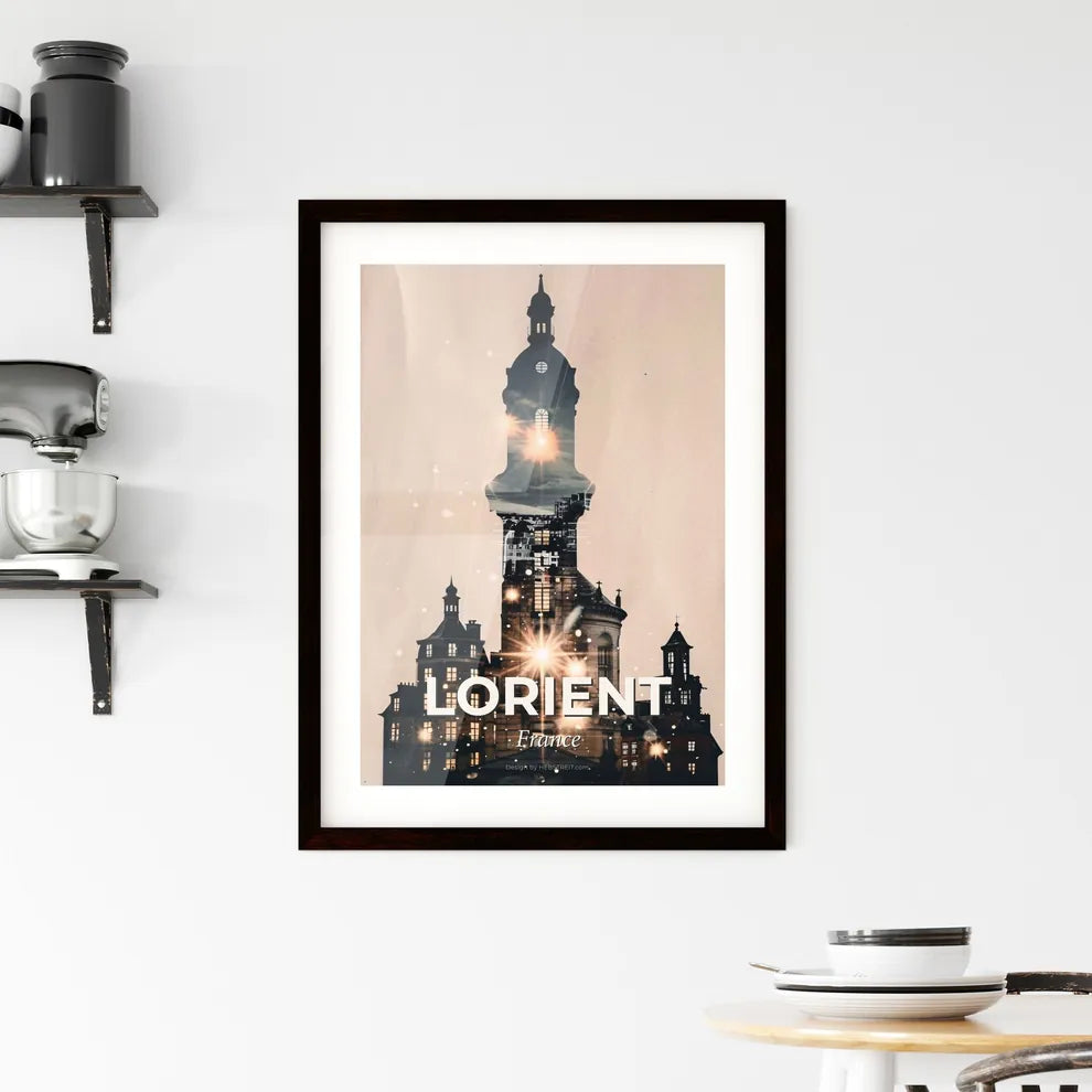 Lorient Skyline Art Composite Beige Tones Framed Print