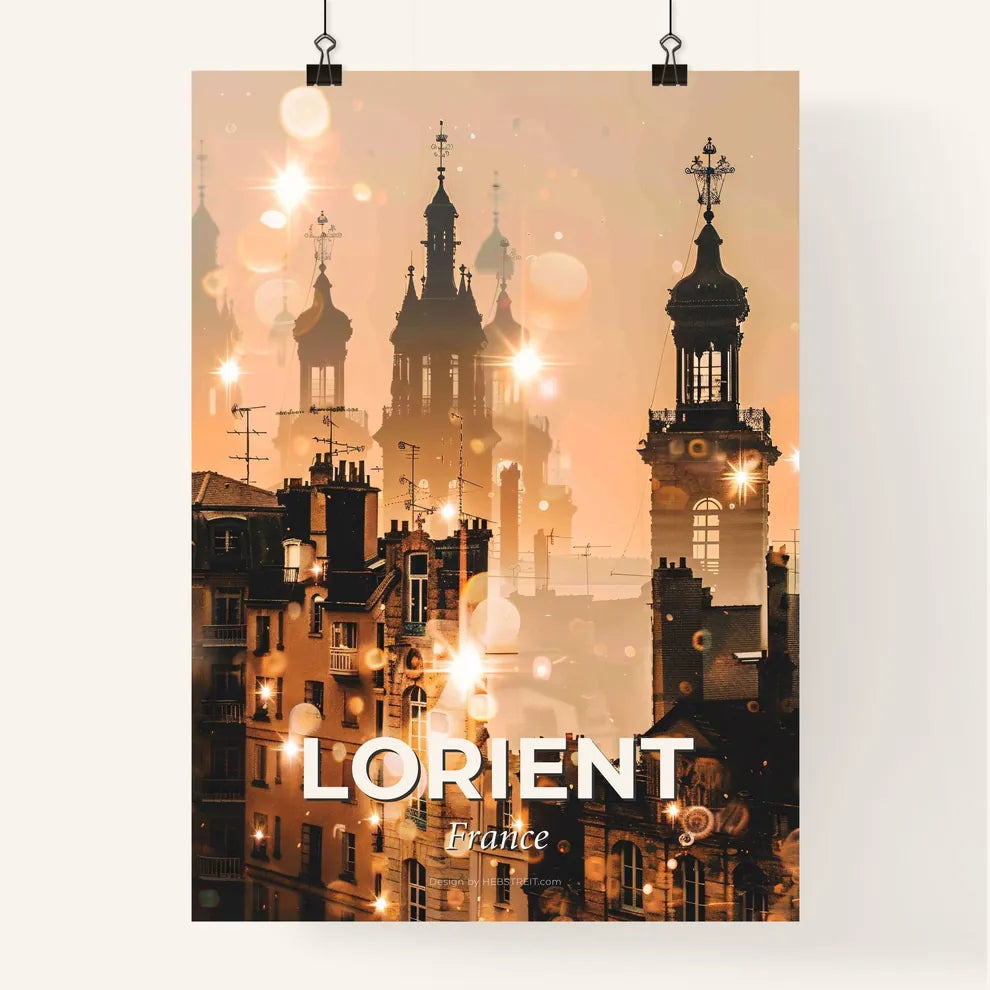 Lorient Horizon Silhouette Poster with Sparkling Lights Poster