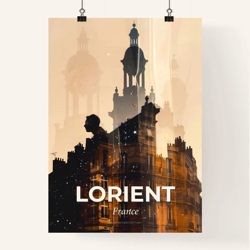 Lorient: Composite City Art Poster with Sparkles and Subtle Backlights Poster