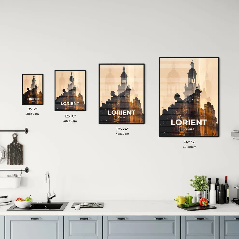 Lorient: Composite City Art Poster with Sparkles and Subtle Backlights Office Art