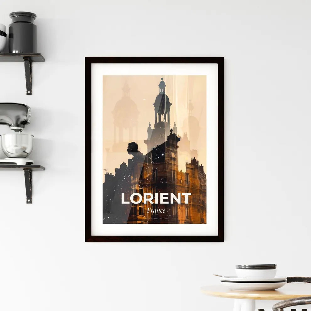 Lorient: Composite City Art Poster with Sparkles and Subtle Backlights Framed Print