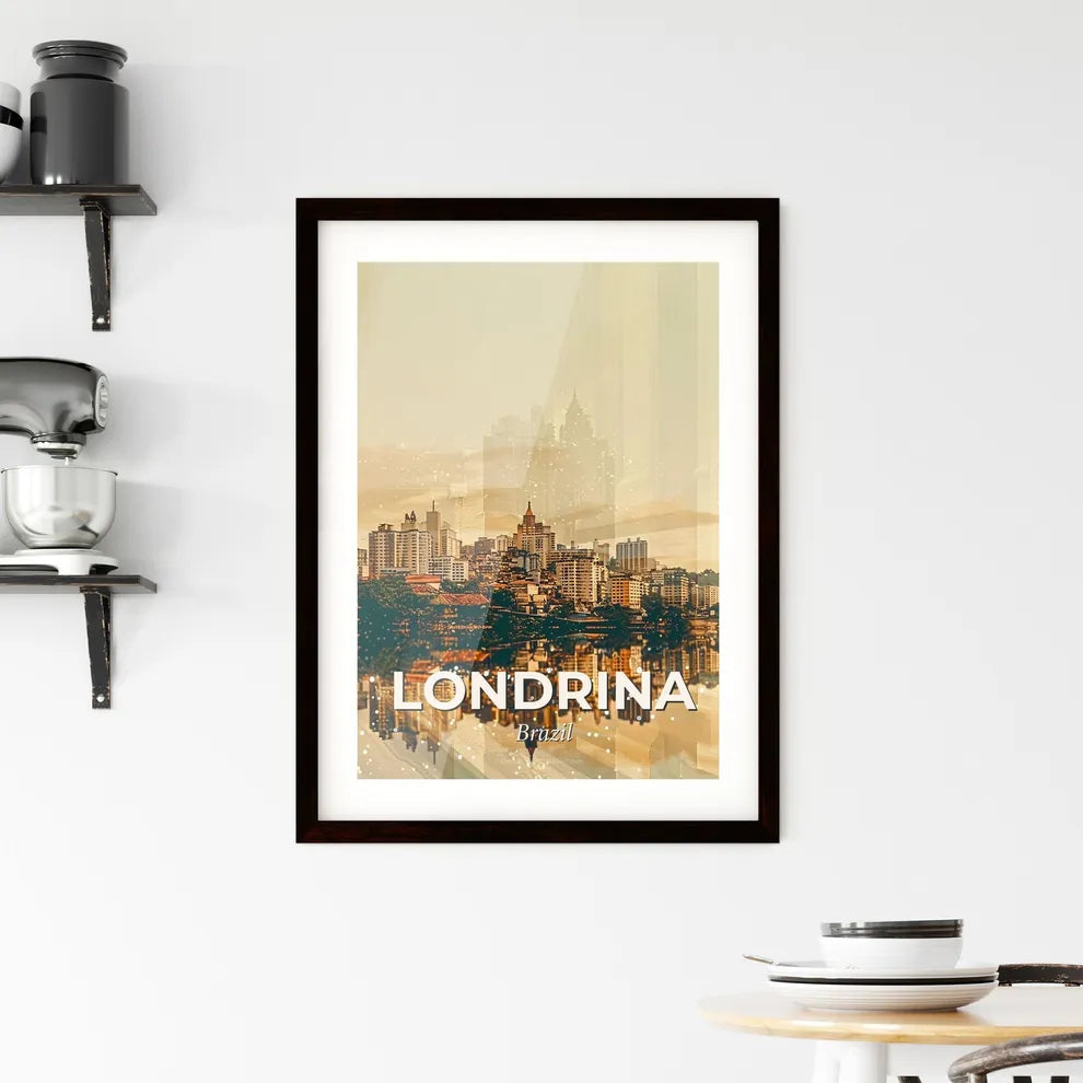 Londrina Cityscape Art Deco Poster Framed Print