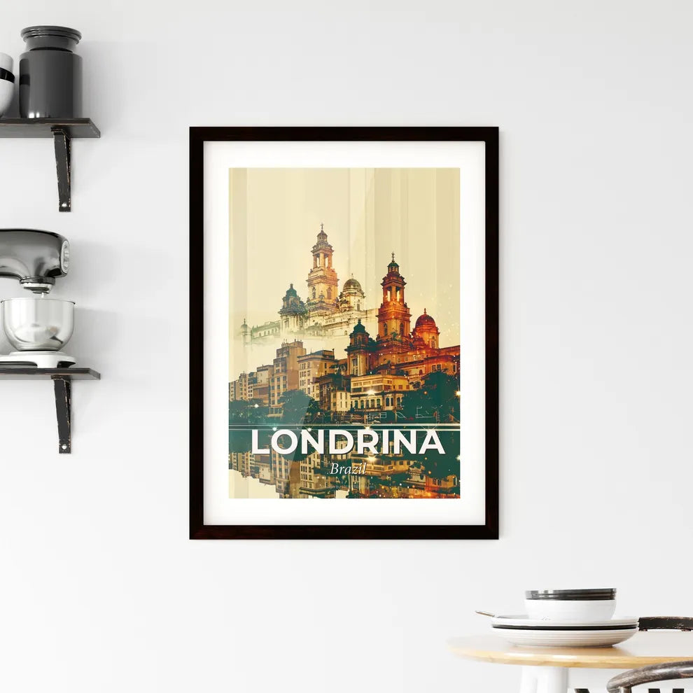 Londrina Skyline Art: Beige City Icons Framed Print