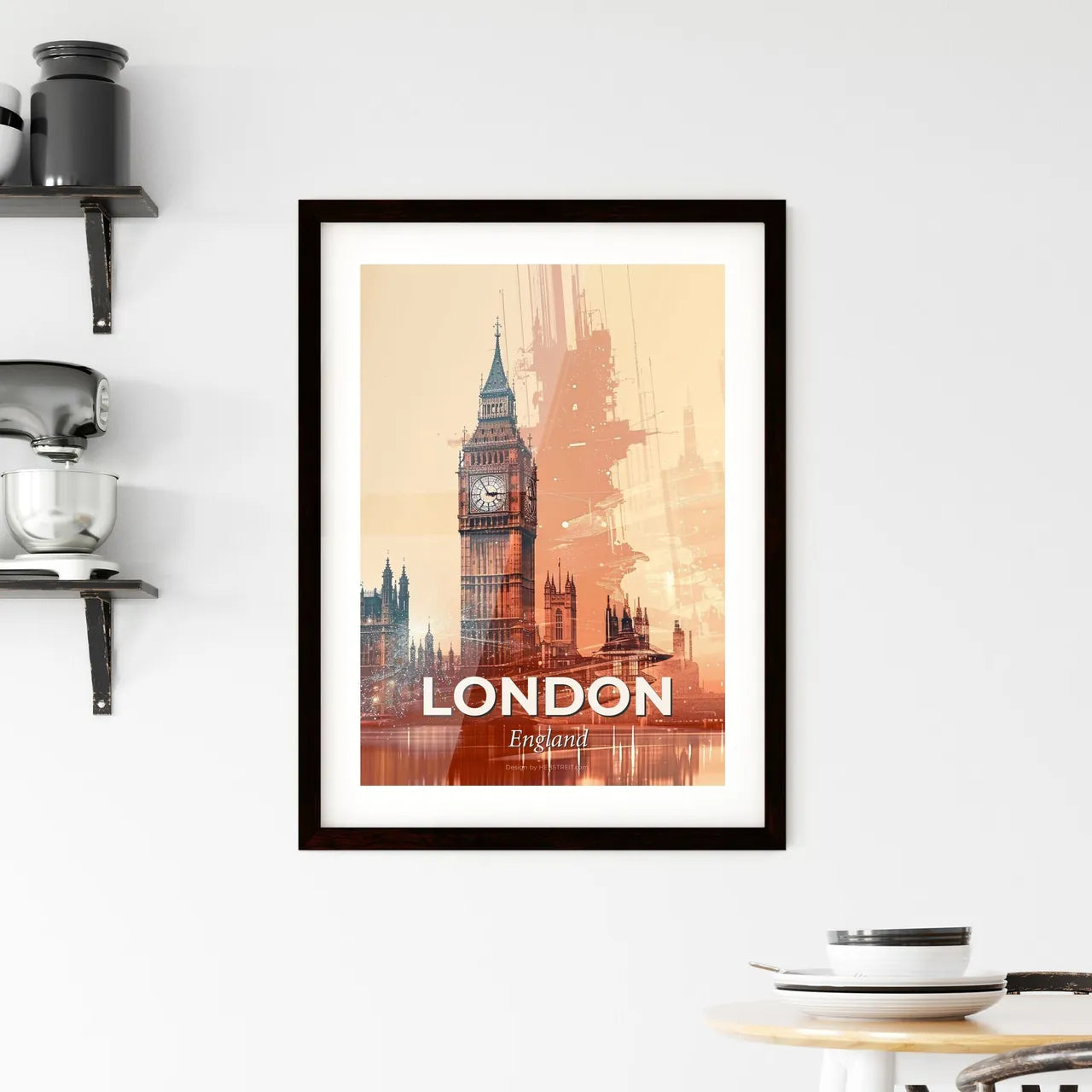 London Skyline Double Exposure Composite Art Framed Print