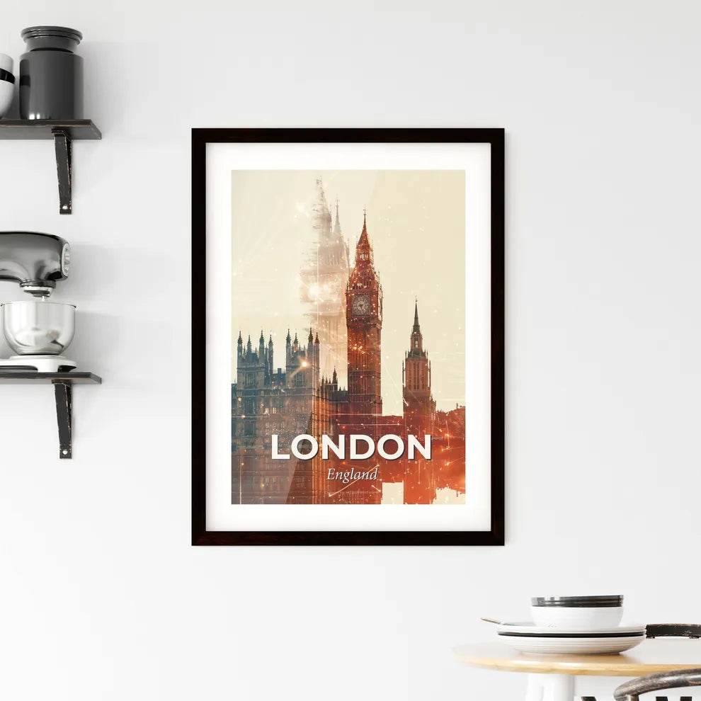 London City Iconic Architecture Composite Art Poster Framed Print