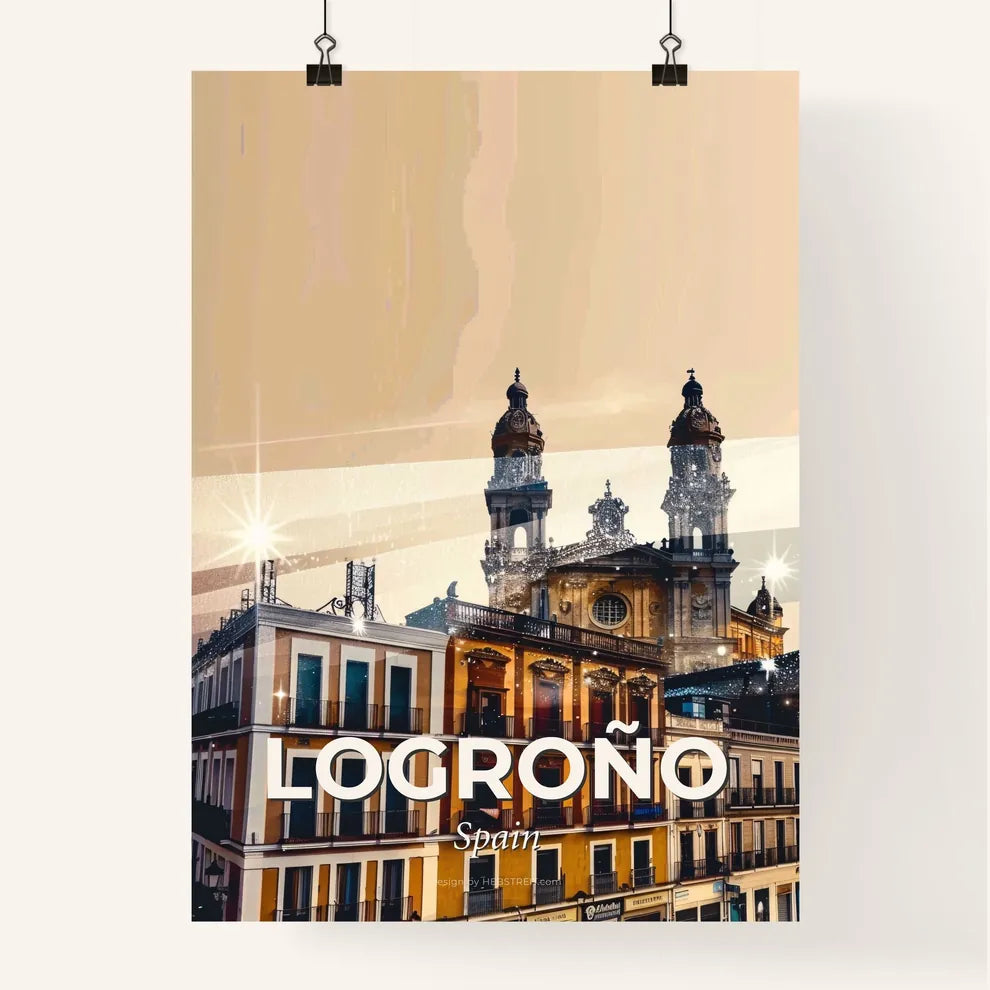 Logrono Skyline Cityscape Art Print Poster City Landmarks Poster