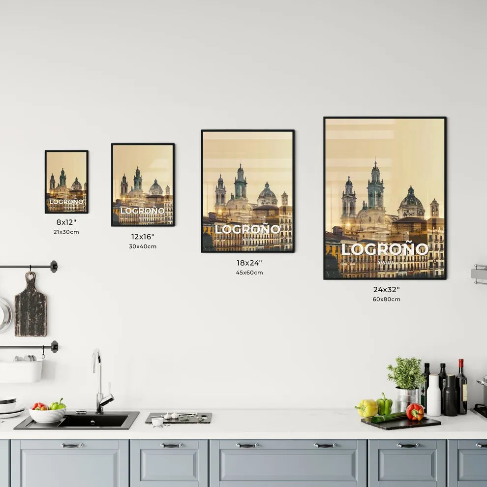 Logroño Skyline Art Deco Poster Office Art