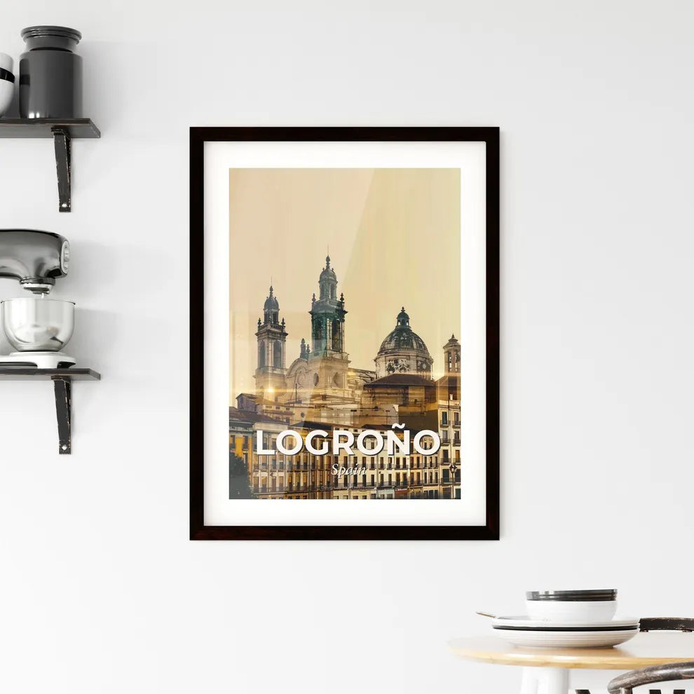 Logroño Skyline Art Deco Poster Framed Print