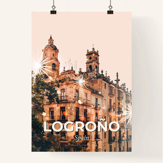 Logroño City Lights Skyline Poster Print Poster