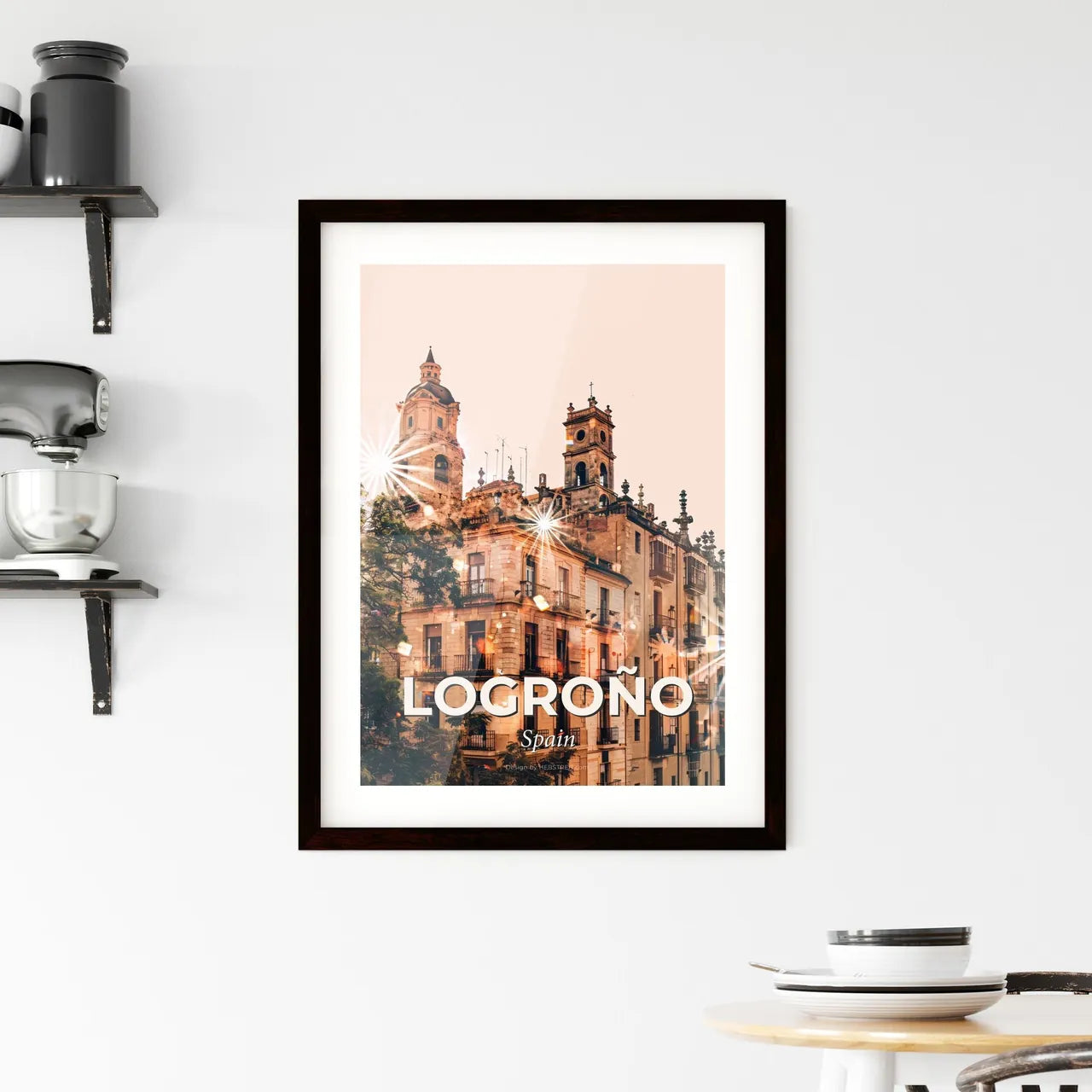 Logroño City Lights Skyline Poster Print Framed Print