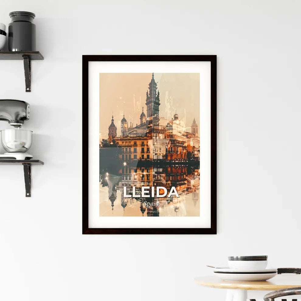 Lleida Skyline Art: City Charms on Canvas Framed Print