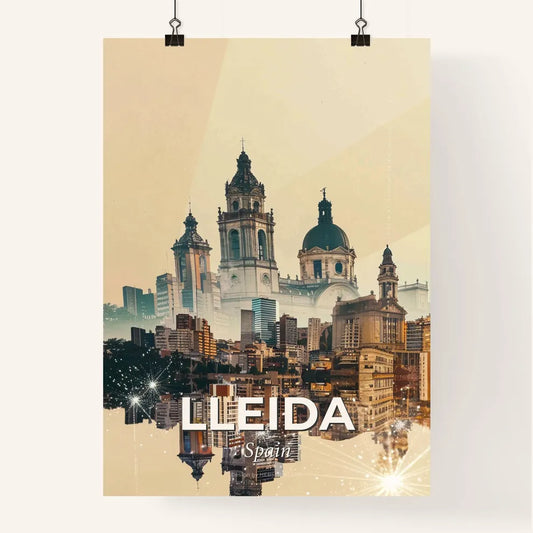 Lleida Skyline Double Exposure Composite Art Poster