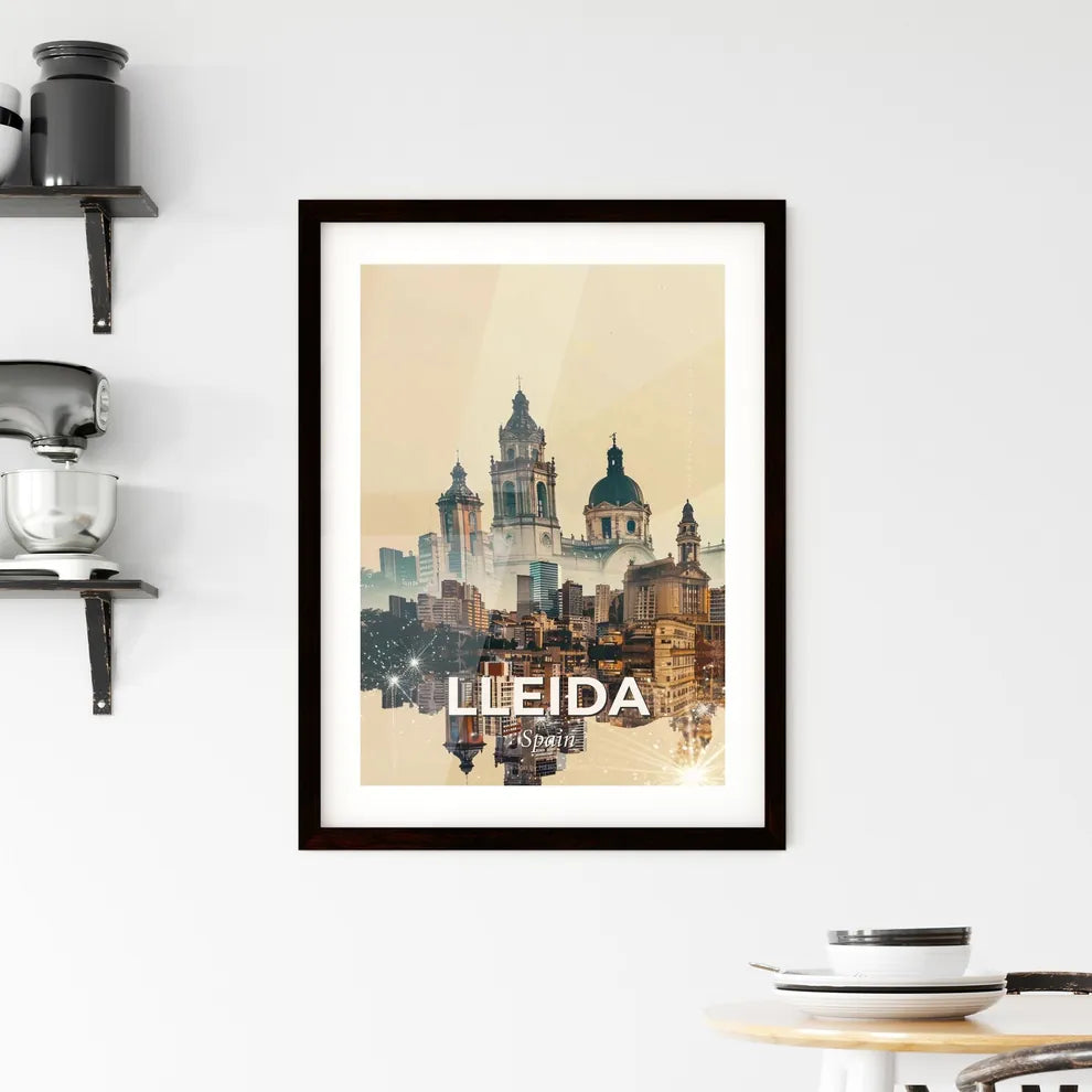 Lleida Skyline Double Exposure Composite Art Framed Print