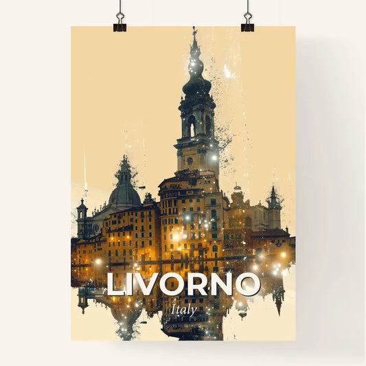 Livorno: City Skyline Double Exposure Art Poster Poster