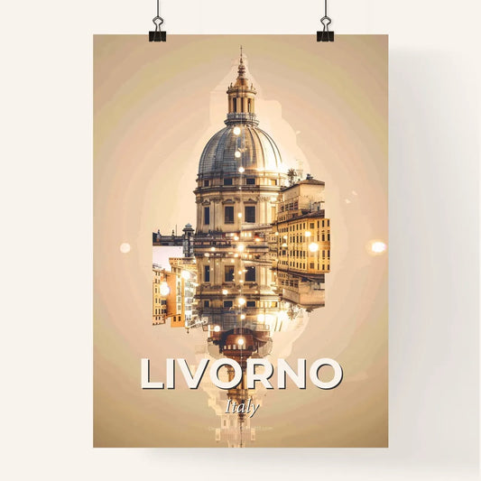 Livorno Italy Skyline Double Exposure Composite Art Poster Poster