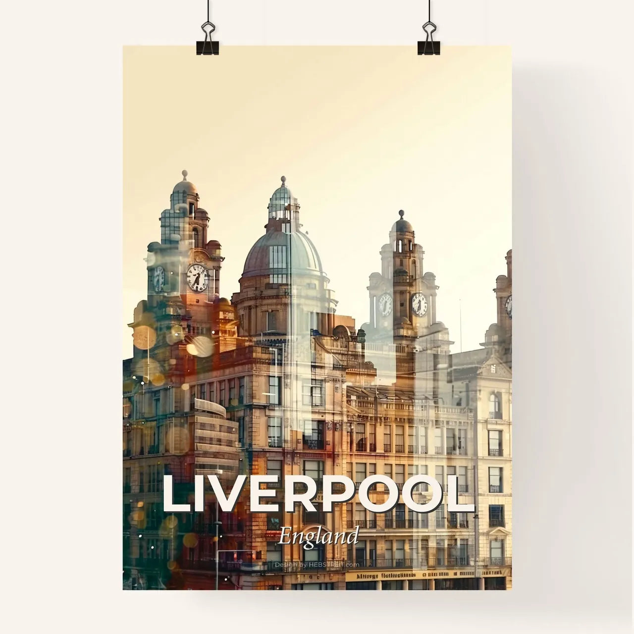 Liverpool Pastel Skyline Double Exposure Poster Poster