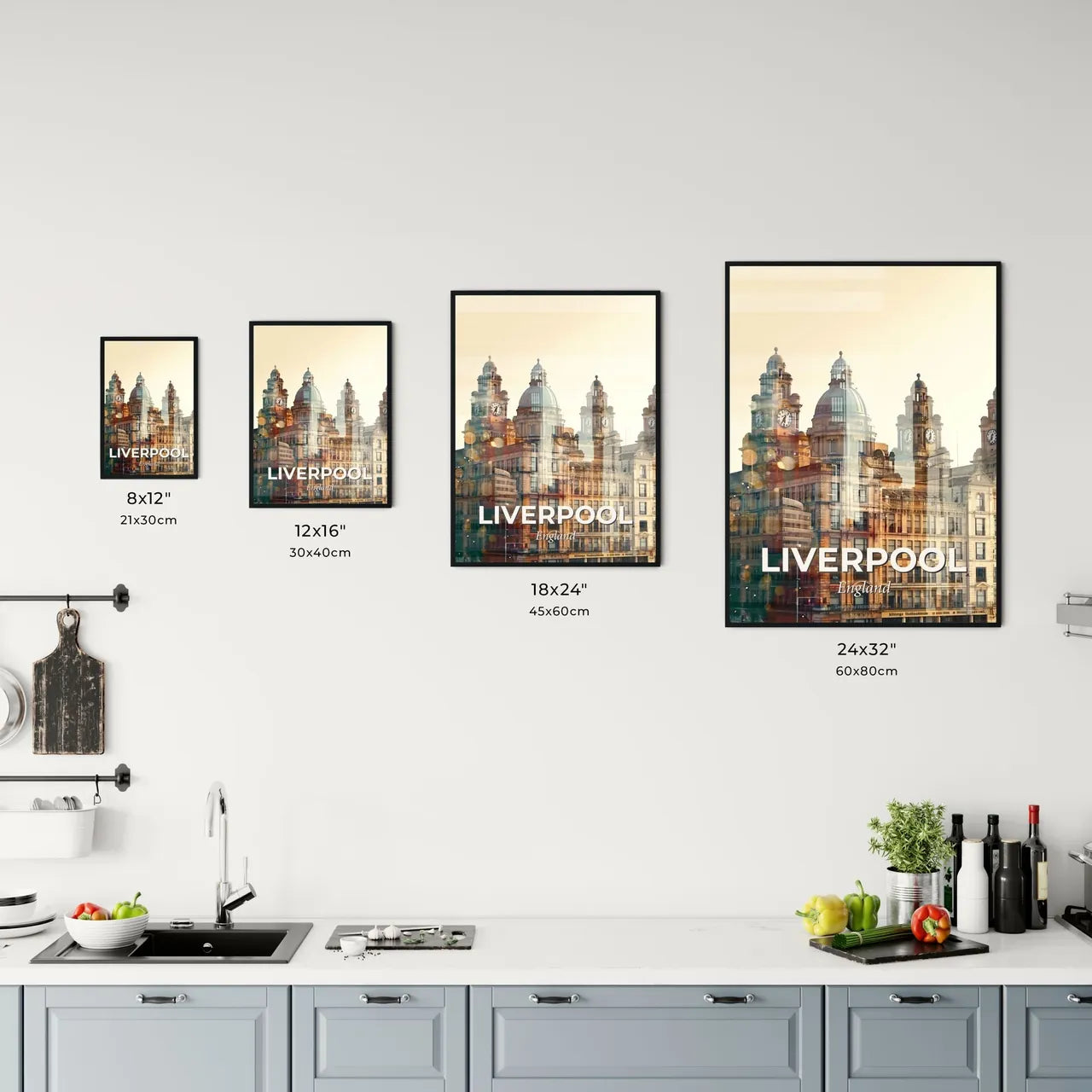 Liverpool Pastel Skyline Double Exposure Poster Office Art