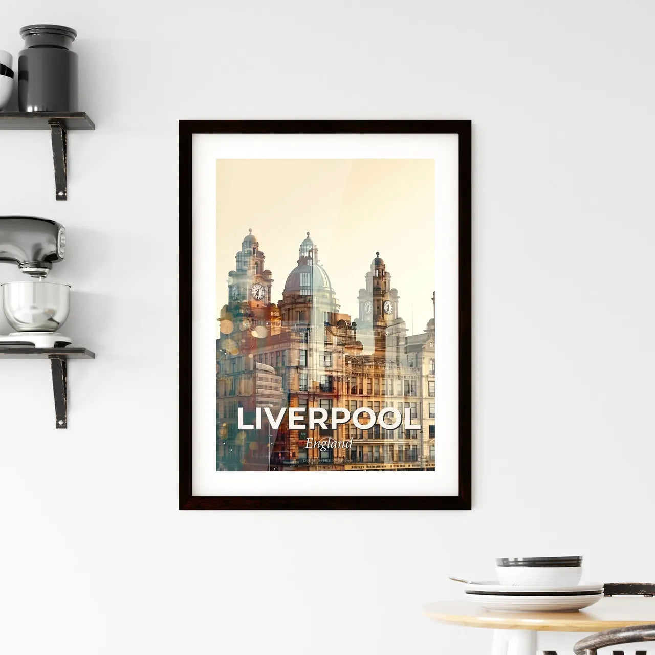Liverpool Pastel Skyline Double Exposure Poster Framed Print