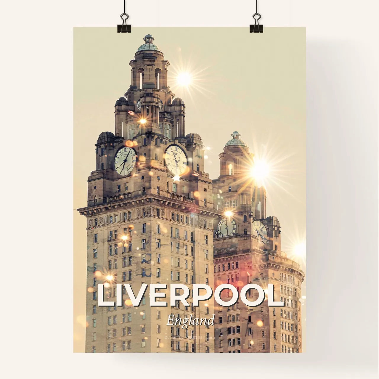 Liverpool: Double Exposure Cityscape Silhouette Poster