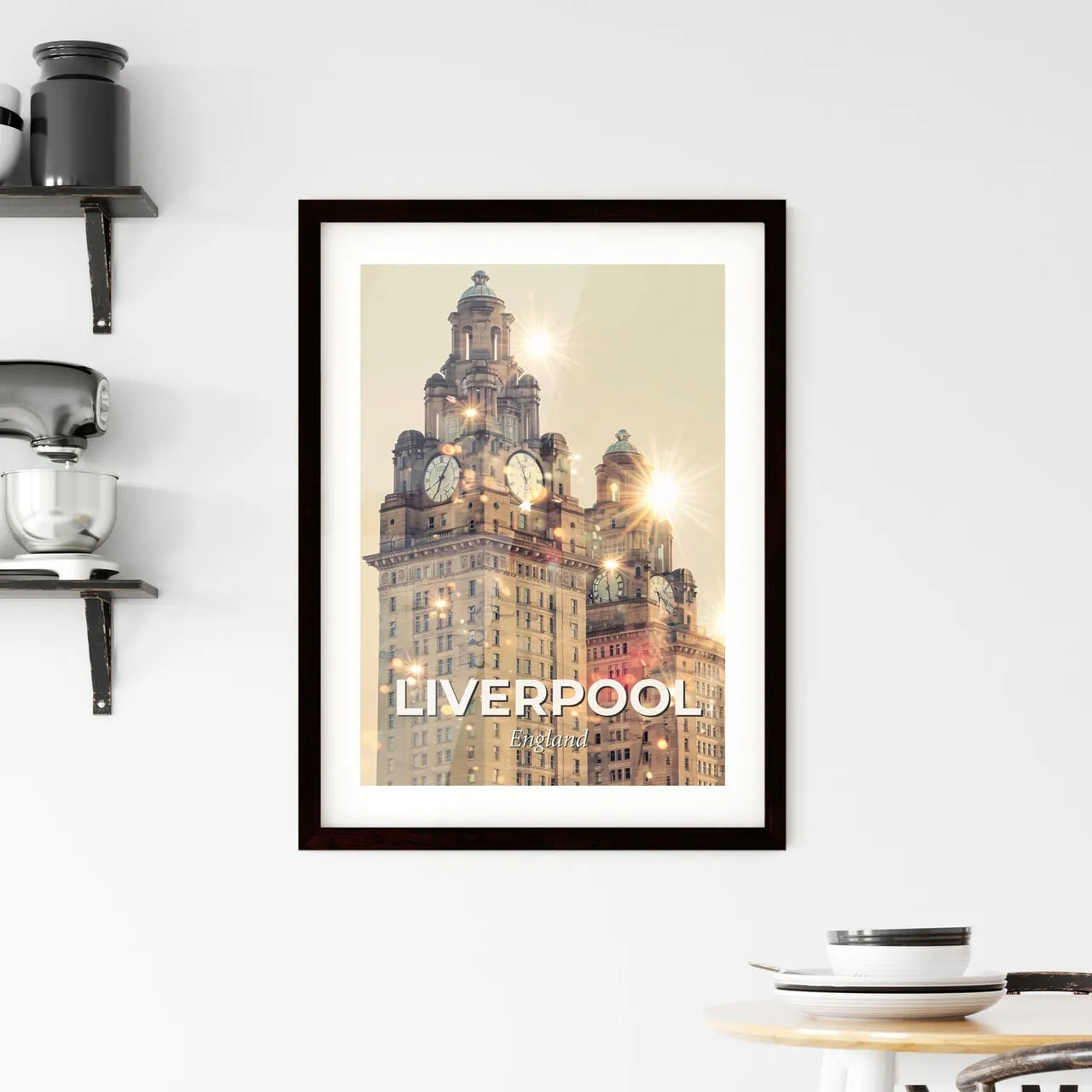 Liverpool: Double Exposure Cityscape Silhouette Framed Print