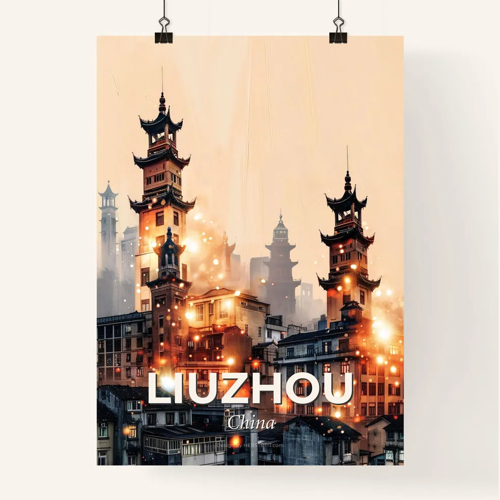Liuzhou China Skyline Art Deco Poster Poster