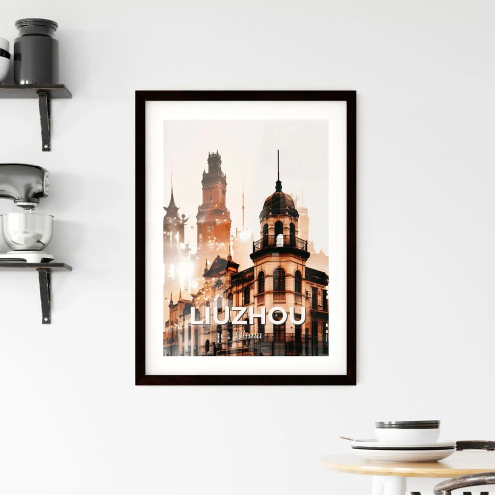 Liuzhou: Day and Night Skyline Art Framed Print