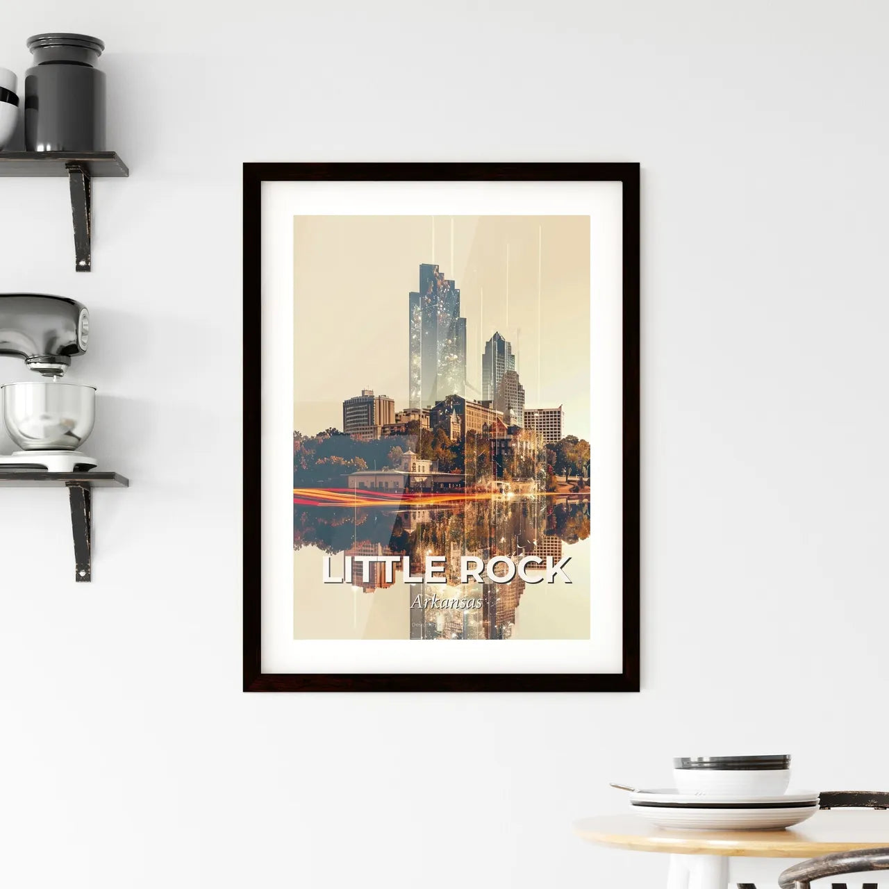 Little Rock Cityscape Double Exposure Artwork Framed Print