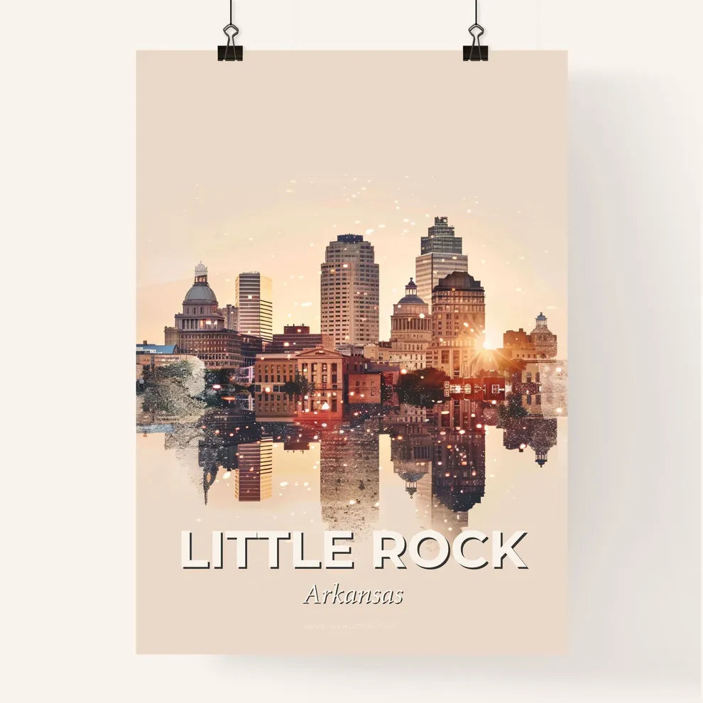 Little Rock City Skyline Poster Art with Sparkle Poster