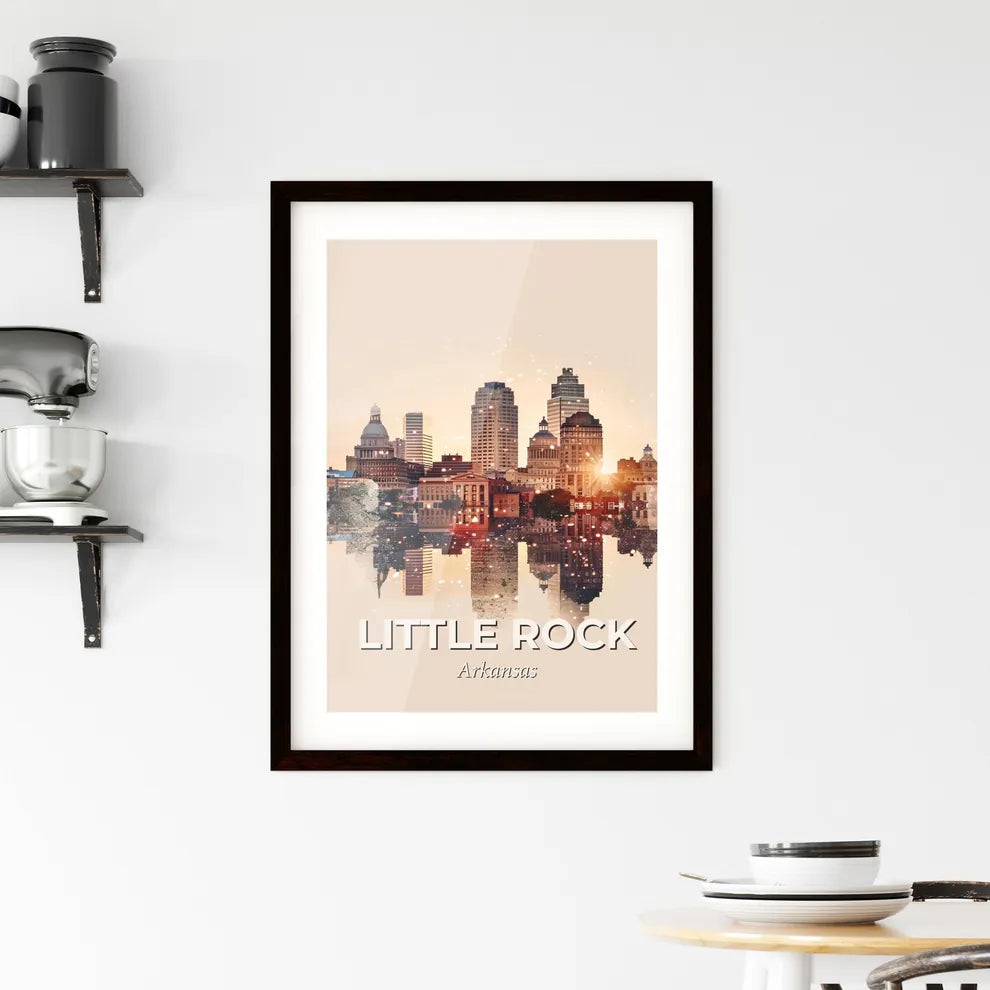 Little Rock City Skyline Poster Art with Sparkle Framed Print