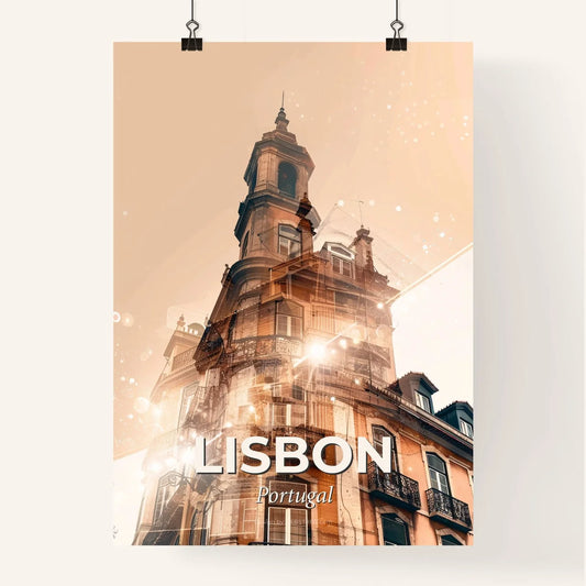 Lisbon Skyline Double Exposure Cityscape Artwork Poster