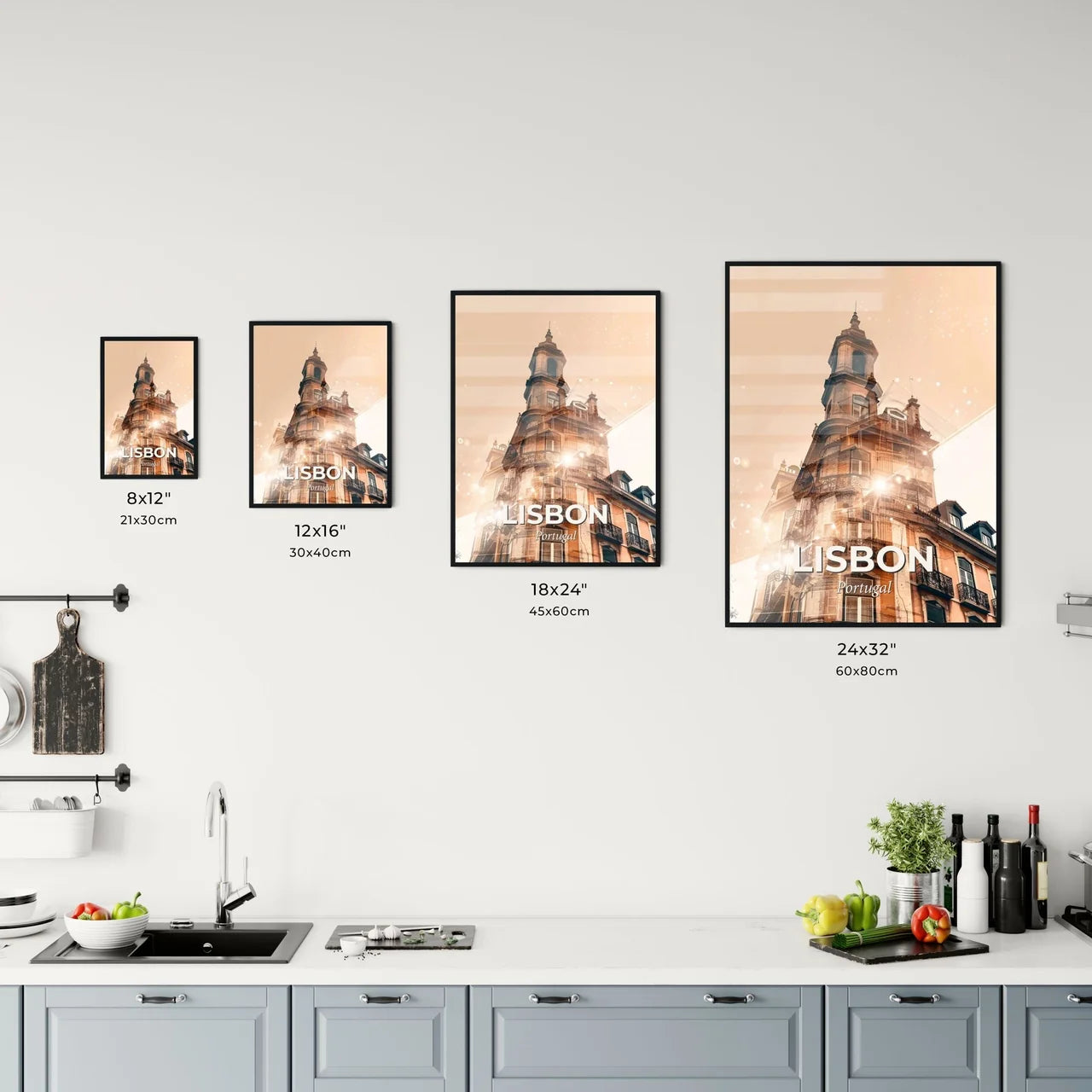 Lisbon Skyline Double Exposure Cityscape Artwork Office Art