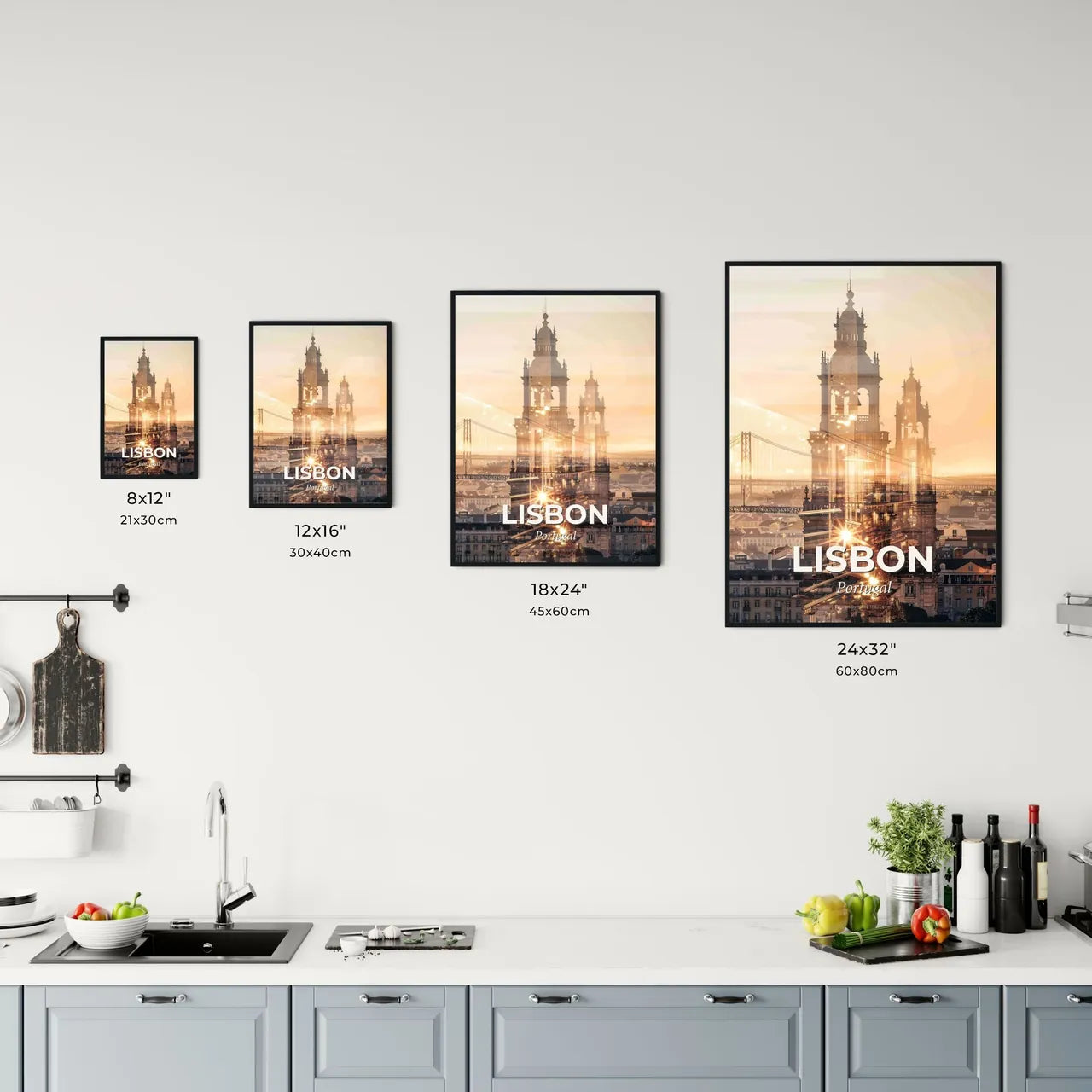 Lisbon Skyline Double Exposure Cityscape Poster Art Office Art